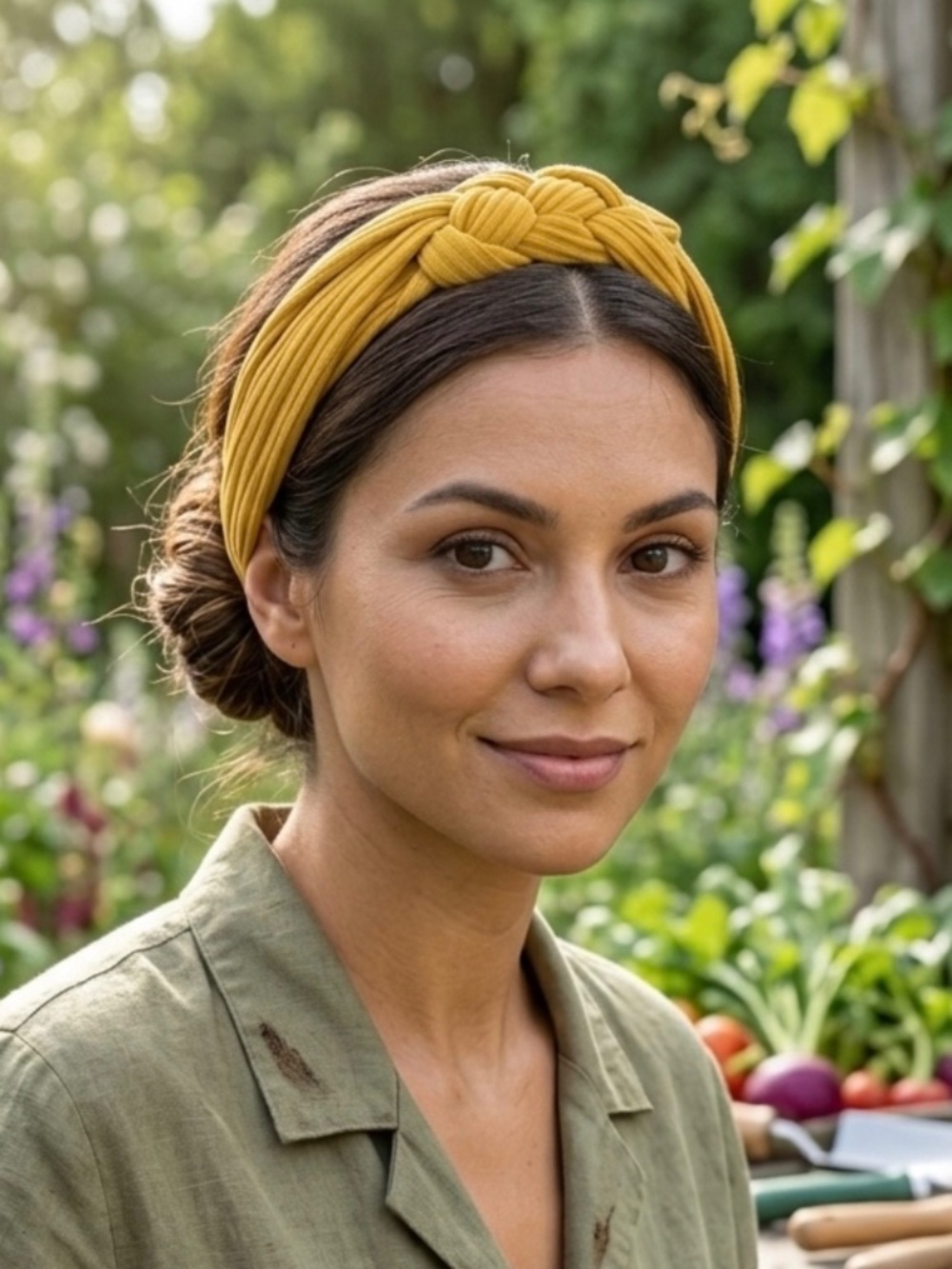 Mustard Yellow Braided Ribbed Knit Headband